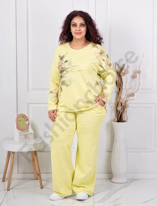 Compleu maxi cu imprimeu floral-galben cod 261240-7
