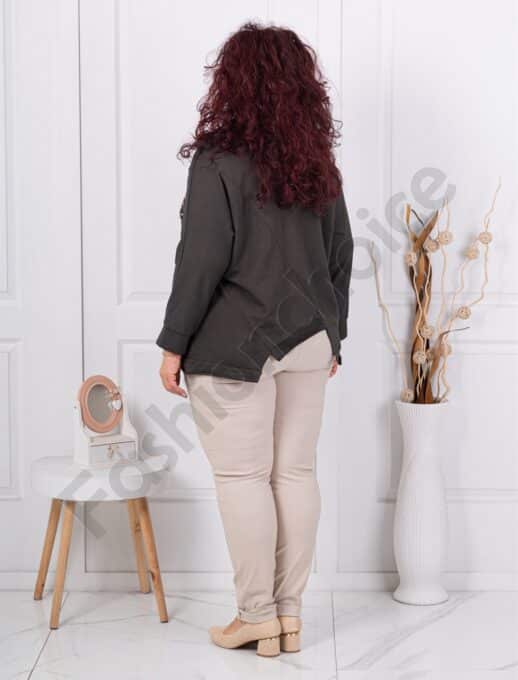 Tunica maxi cu design asimetric si aplicatie cu paiete-maro cod 261239-5