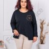 Tunica maxi cu design asimetric si aplicatie cu paiete-negru cod 261239