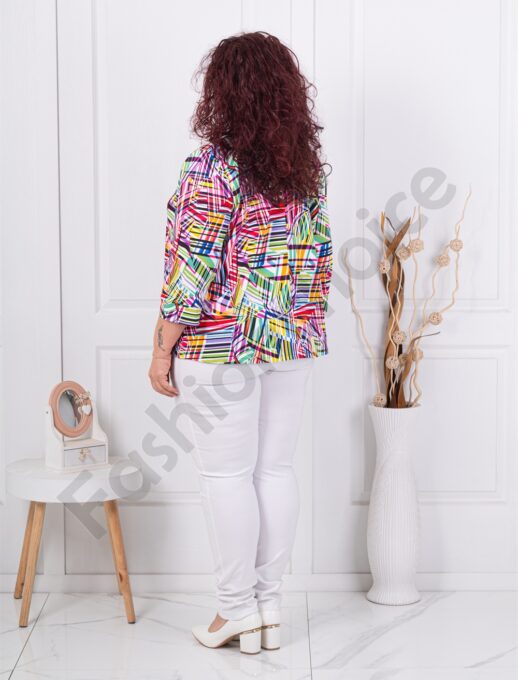 Blazer maxi elegant cu imprimeu multicolor cod 1439-14