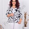Blazer maxi elegant cu imprimeu flori albi cod 1439-17