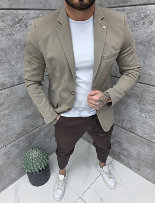 Sacou sport-elegant pentru barbati cu rever dublu-moca cod 261244-2