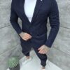 Sacou sport-elegant pentru barbati cu rever dublu-albastru inchis cod 26813