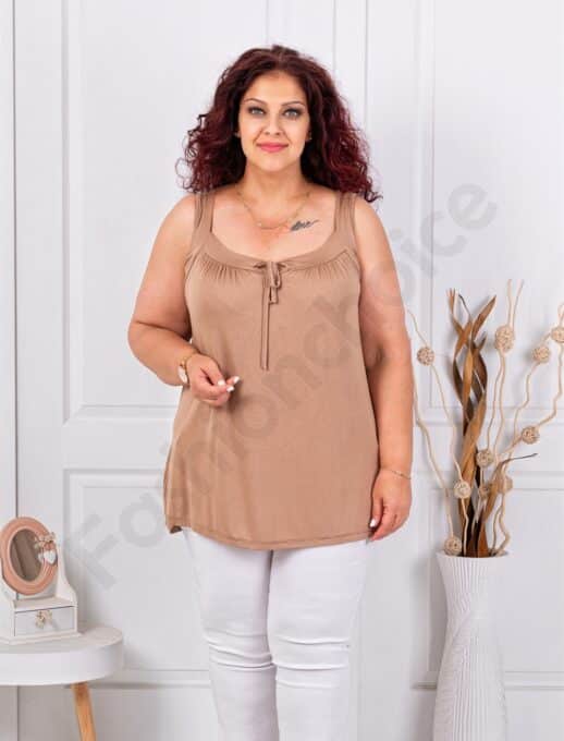 Top maxi pentru vara cu snur la decolteu-moca cod 2044-15