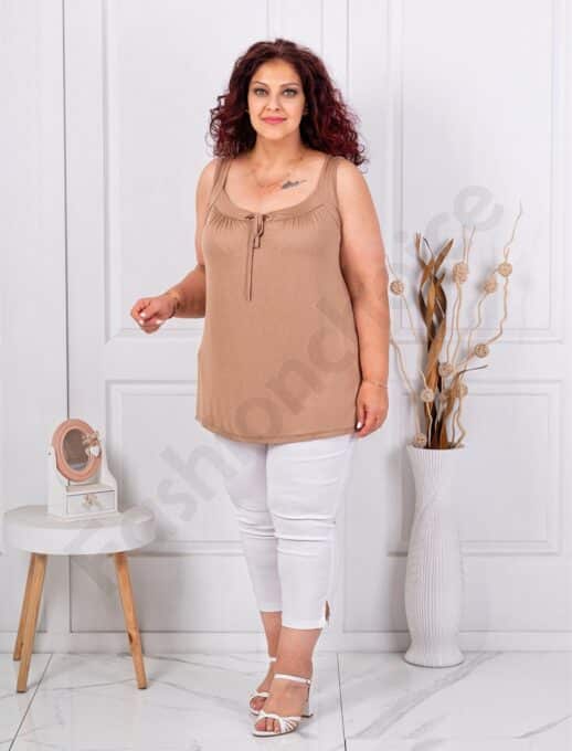 Top maxi pentru vara cu snur la decolteu-moca cod 2044-15