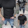 Tricou barbati cu inscris in fata si spate-negru cod 25107