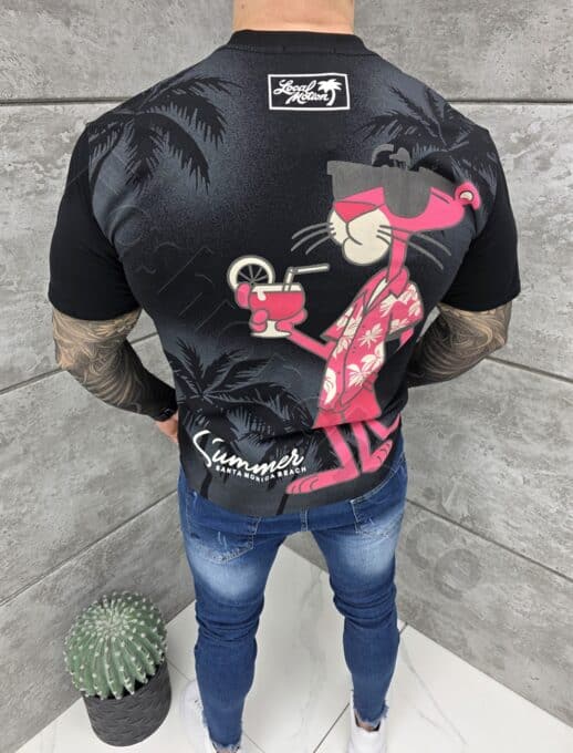 Tricou barbati Pink Panther cu inscris Summer-negru cod 2359