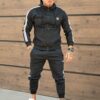 Compleu sport pentru barbati cu imprimeu modern si emblema cauciucat-negru cod 6125
