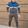 Compleu sport pentru barbati in trei culori cu gluga-gri/albastru regal cod TR-05-2