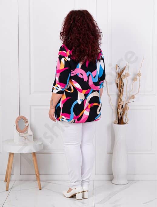 Bluza tip camasa maxi cu motive multicolor cod 24003-1