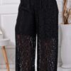 Fusta-pantalon maxi de dama din dantela elastica-negru cod 3288