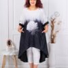 Tunica tip rochie maxi eleganta cu pietricele si imprimeu trandafir cod 51058