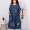 Rochie maxi din denim cu design modern si aplicatii cod 51331
