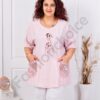 Tunica maxi cu nasturi decorativi din lemn si accente din plasa-pudra cod 9828-1