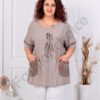 Tunica maxi cu nasturi decorativi din lemn si accente din plasa-moca cod 9828-3