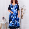 Rochie maxi in clos cu imprimeu flori albastru regal cod 26824