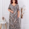 Rochie maxi in clos cu imprimeu buline negri cod 26824-1