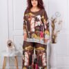 Compleu maxi tunica si pantalon cu imprimeu de arta-maro cod 24491-2