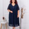 Rochie maxi din dantela elastica cu paiete-albastru inchis cod 4870-4