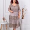 Rochie maxi pentru vara cu volane si dantela-moca cod 5003-2