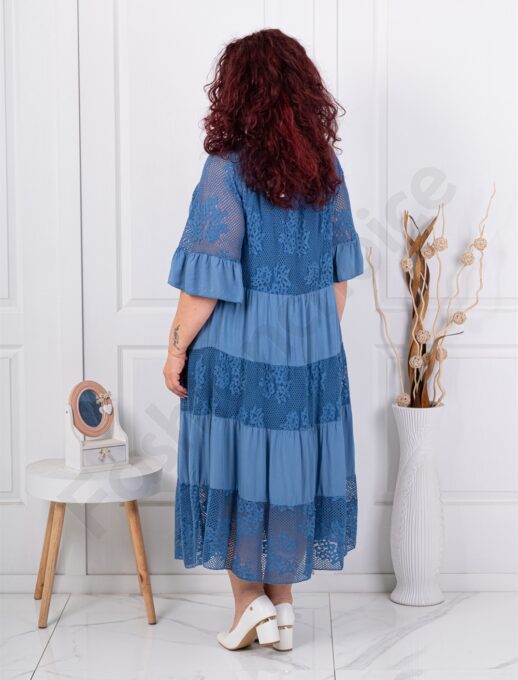 Rochie maxi pentru vara cu volane si dantela-parlament cod 5003-1