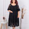 Rochie maxi pentru vara cu volane si dantela-negru cod 5003