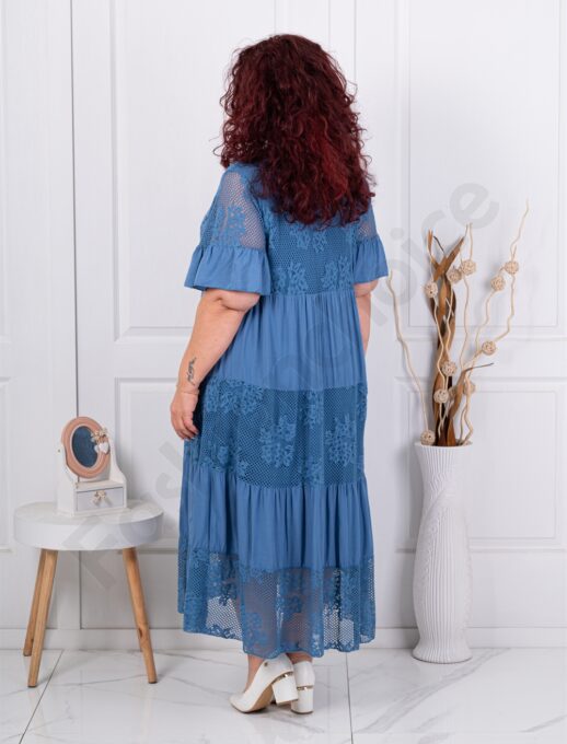 Rochie maxi cu volane si dantela Brussel-parlament cod 5048-3