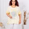 Tunica maxi pentru vara cu aplicatie florala-galben deschis cod 3995-4