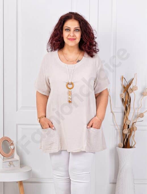 Tunica maxi din bumbac si in cu accesoriu-capucino cod 7753-4