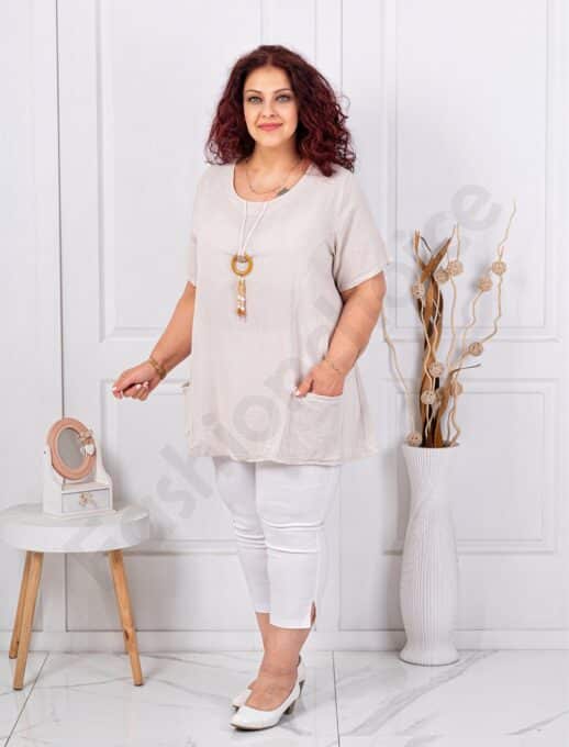 Tunica maxi din bumbac si in cu accesoriu-capucino cod 7753-4