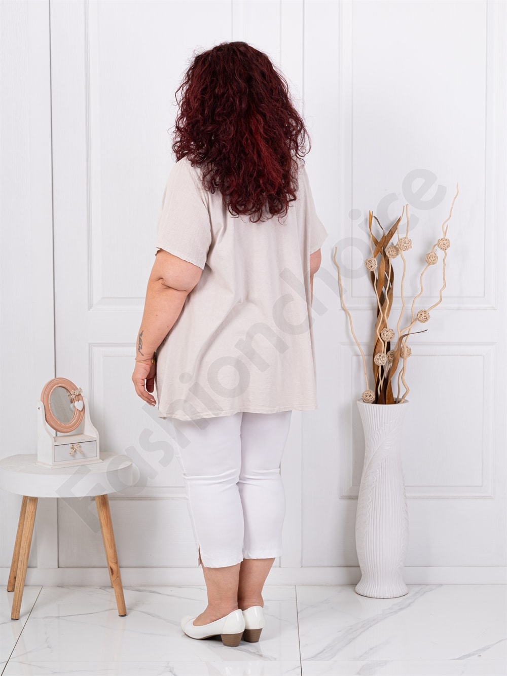Tunica maxi din bumbac si in cu accesoriu-capucino cod 7753-4