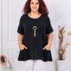 Tunica maxi din bumbac si in cu accesoriu-negru cod 7753