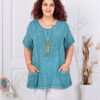 Tunica maxi din bumbac si in cu accesoriu-petrol cod 7753-3