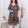 Rochie maxi eleganta din sifon cu imprimeu in degrade-petrol cod 26250-6