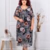 Rochie maxi eleganta din sifon cu imprimeu floral-kaki cod 26014-3
