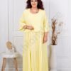 Rochie maxi plisata in culoare galben deschis cod 6462-5