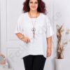 Tunica maxi eleganta cu spatele plisat+cadou colier-alb cod 10025-15