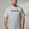 Tricou maxi pentru barbati cu inscris ICON/4XL-10XL/-gri cod 26107-2