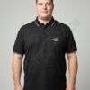 Bluza maxi pentru barbati cu guler si broderie discreta-negru cod 24299