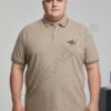Bluza maxi pentru barbati cu guler si broderie discreta-bej cod 24299-1
