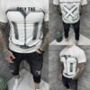 Tricou barbati cu inscris Only the brave si imprimeu pe spate-alb cod 2576-1