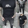 Tricou barbati cu inscris cauciucat Los Angeles-negru cod 26161
