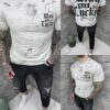 Tricou barbati cu imprimeu in degrade si inscris-gri cod 26181-1
