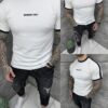 Tricou barbati cu inscris brodat Members only-alb cod 26169-2
