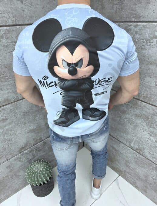 Tricou barbati cu aplicatie MICKEY MOUSE si imprimeu pe spate-albastru cod 413-2Tricou barbati cu aplicatie MICKEY MOUSE si imprimeu pe spate-albastru cod 413-2