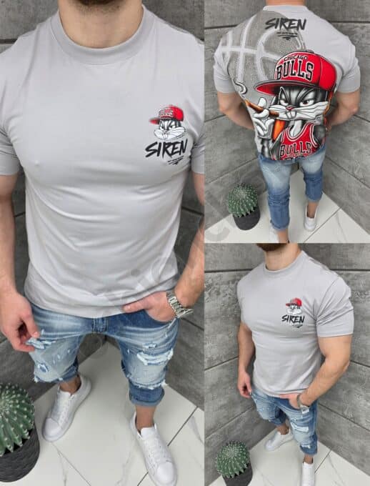 Tricou barbati cu imprimeu Bugs Bunny-gri cod 2202-2