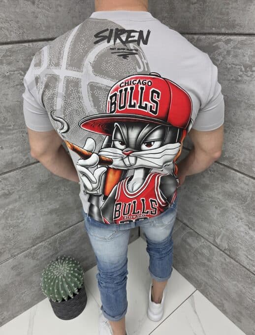 Tricou barbati cu imprimeu Bugs Bunny-gri cod 2202-2