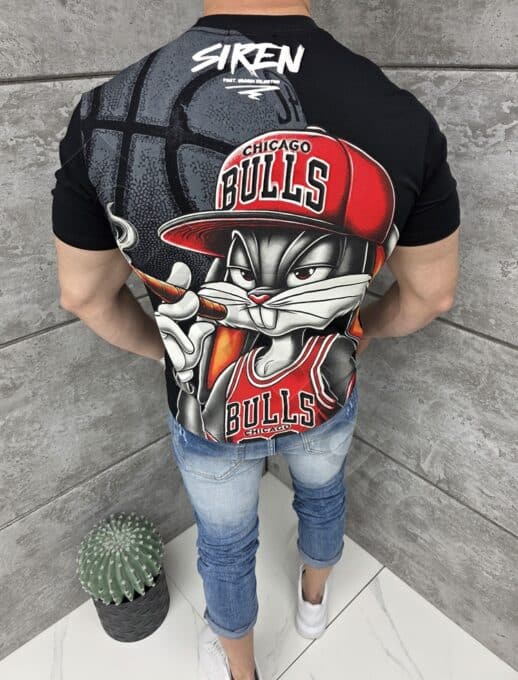 Tricou barbati cu imprimeu Bugs Bunny-negru cod 2202
