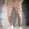 Pantalon jogger pentru barbati cu broderie discreta-moca cod 3113-1