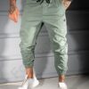 Pantalon jogger pentru barbati cu broderie discreta-verde cod 3113-2